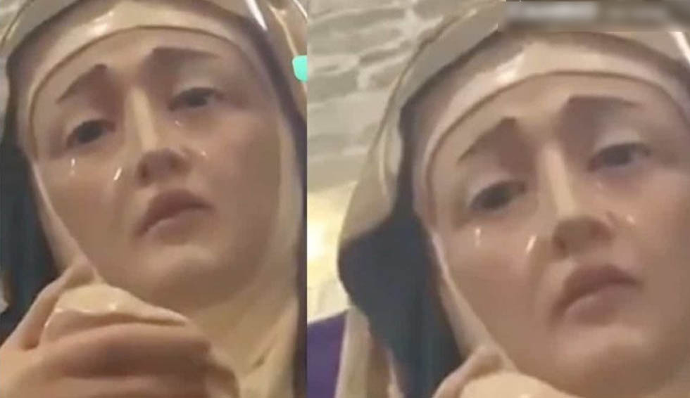 VIDEO: Captan a imagen de la Virgen María llorando durante misa