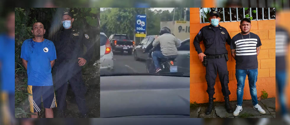 Capturan a sujetos que fueron captados robando a conductores en la 75 avenida Norte