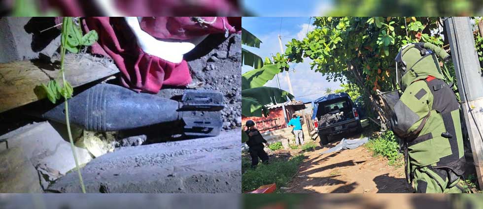 Retiran mortero calibre 60 que un terrorista tenía en el patio de la casa