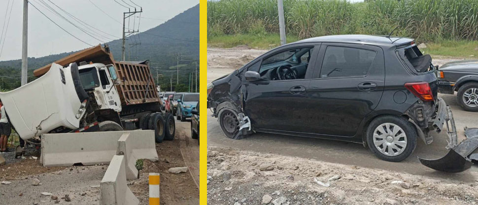 Volqueta se pasa llevando a tres carros en la prolongación del bulevar Constitución