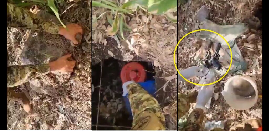 Soldados encuentran armas que escondían los delincuentes debajo de las piedras en Cabañas