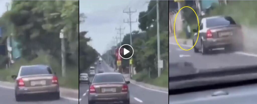 Conductor con problemas para manejar casi se sale de la calle y atropella a peatón (VIDEO)