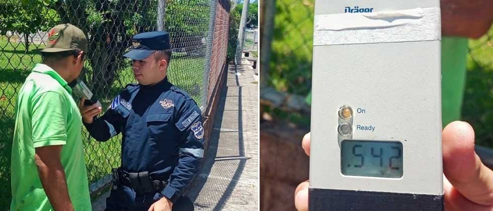 Arrestan a sujeto que conducía con 542 grados de alcohol en Morazán