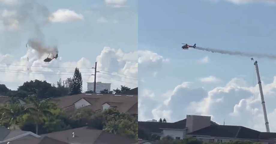 Helicóptero se estrella en Florida: Cayó sobre una vivienda en Pompano Beach