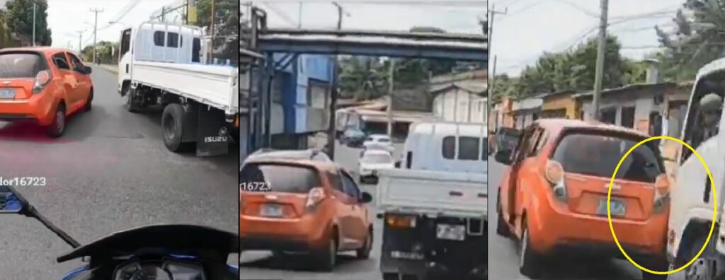 Captan a conductores peleando vía en Soyapango: Terminaron chocando (VIDEO)