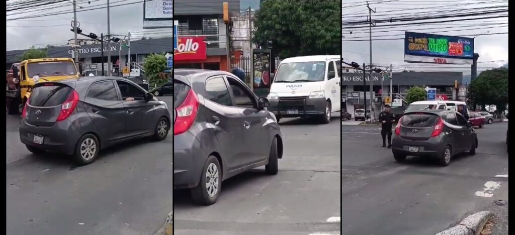 Conductor es sorprendido por la PNC cuando circulaba en sentido contrario en colonia Escalón