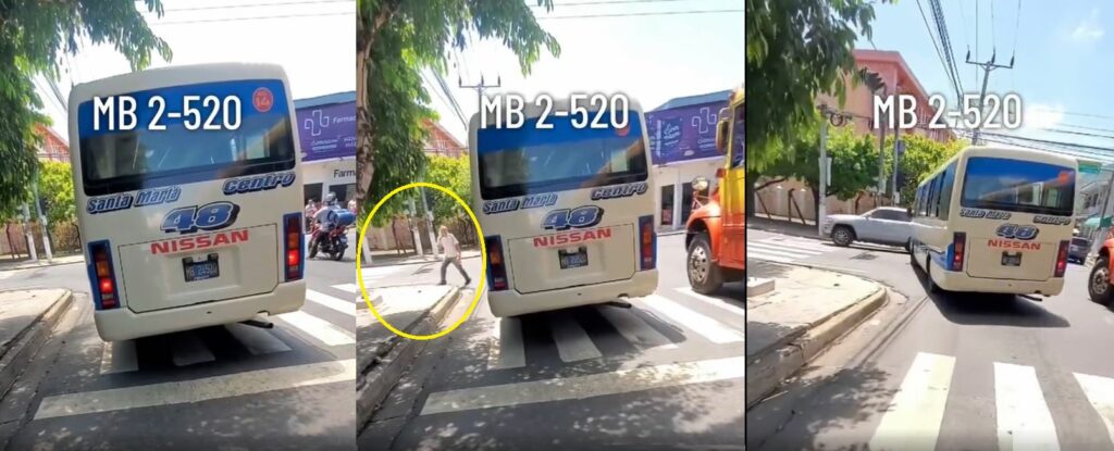 Microbusero irrespeta el paso peatonal y casi atropella a un señor (VIDEO)