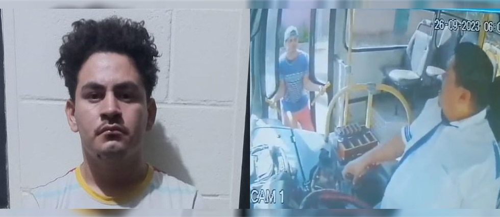 Capturan a sujeto que invadió el carril a un autobús, agredió verbalmente al motorista y le quebró uno de los vidrios de la puerta
