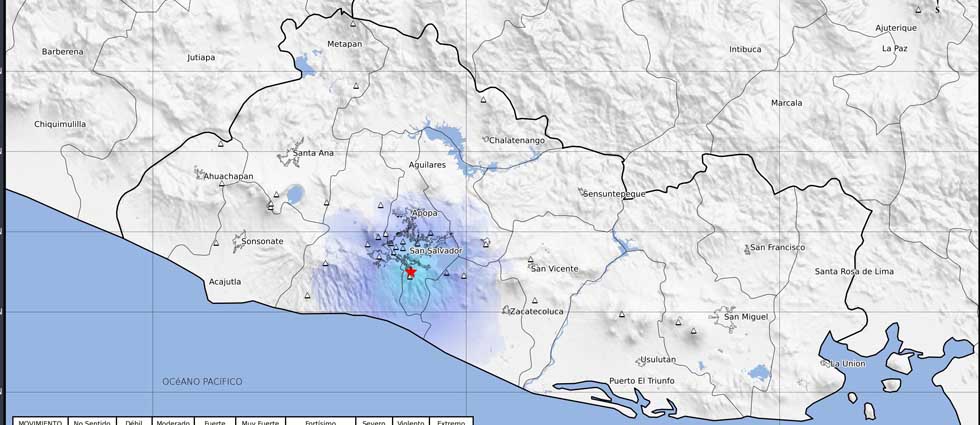 MARN registra al menos cuatro sismos originados en San Salvador esta madrugada de martes