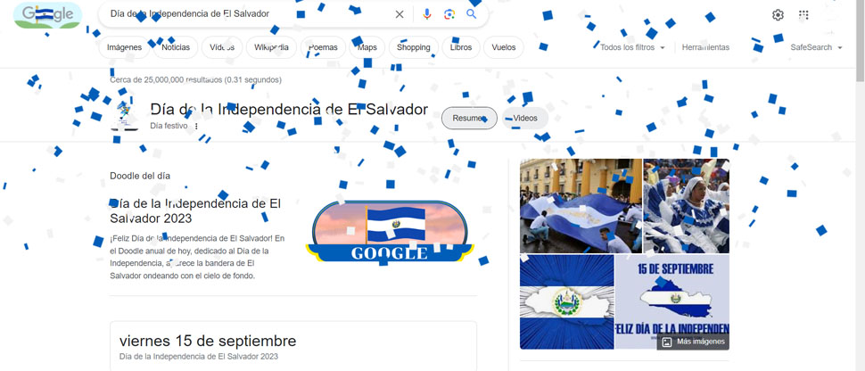 Google saluda a El Salvador por celebrar su independencia