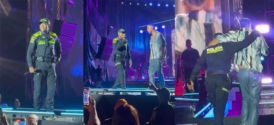 Policía se sube a cantar “Ella y yo” uniformado a concierto de Romeo Santos en Colombia