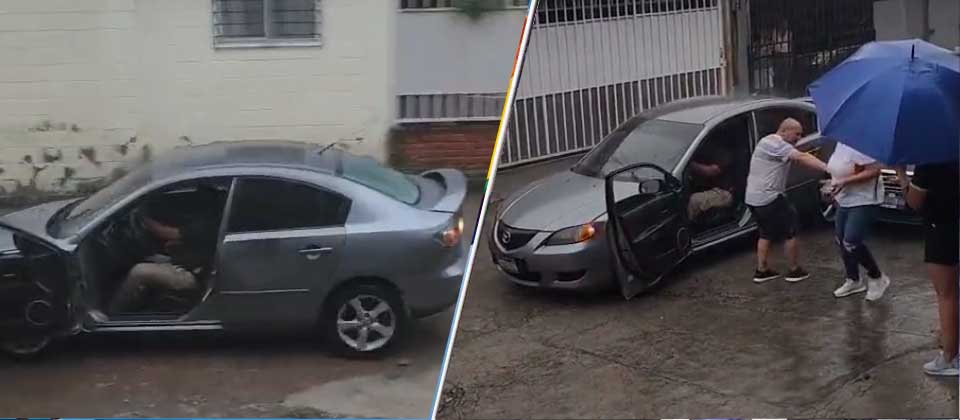 Graban a conductor borracho causando daños a otros vehículos