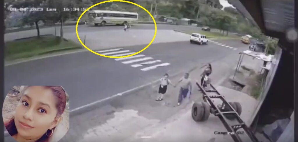Cámara de seguridad captó el momento en que joven madre fue atropellada en Cuscatlán