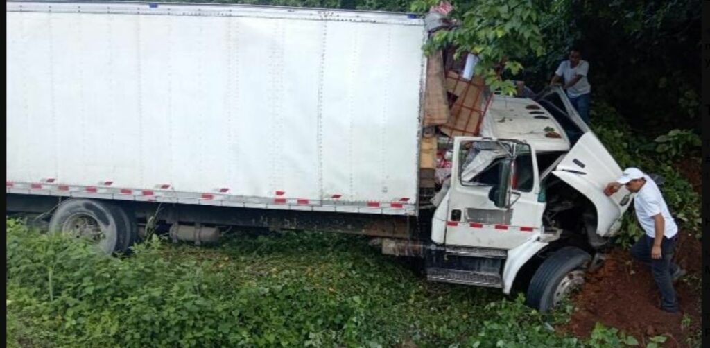 Camión sin frenos cae en un barranco en carretera a San Miguel