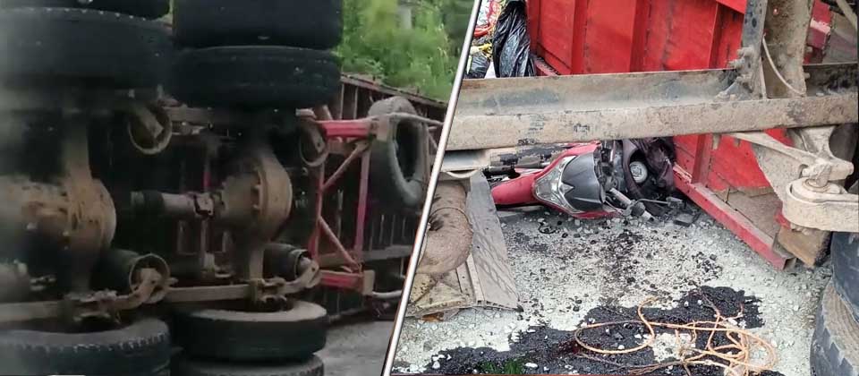 Reportan que conductor de rastra cayó sobre un motociclista en Apopa