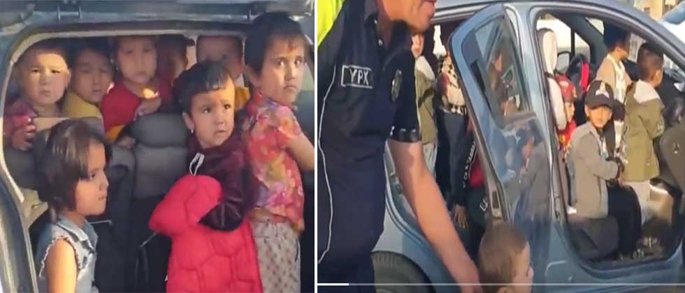 Detienen a mujer que llevaba 25 niños dentro de un vehículo compacto