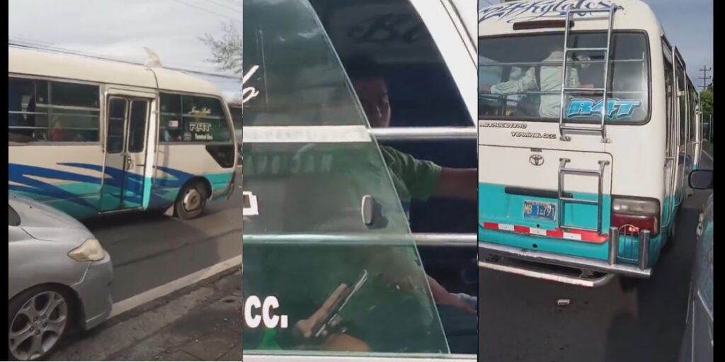 Microbusero intolerante se le cruza e impide el paso a otro conductor en San Salvador | VIDEO