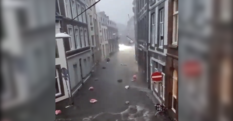 Lluvias causan inundaciones en Maastricht, Países Bajos