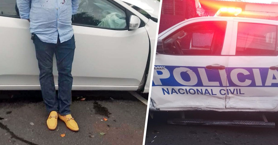 Conductor en total estado de ebriedad choca con patrulla policial y es arrestado en San Salvador