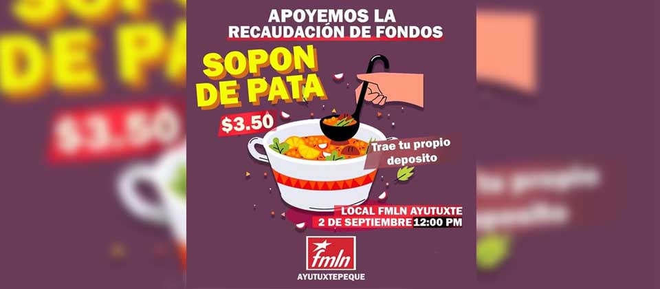 Sopa de Patas que vende el FMLN vale $3.50