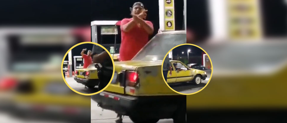 Sujeto “rifa el barrio” a otras personas en una gasolinera de Mejicanos