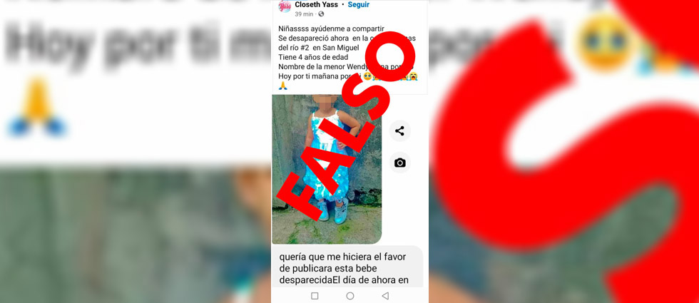 PNC informa sobre falsa desaparición de niña en San Miguel