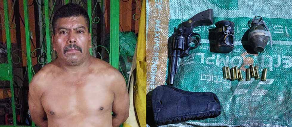 Detienen a sujeto tras hallarle granadas y un arma