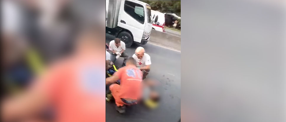 Auxilian a motociclista lesionado tras chocar con camión en Quezaltepeque