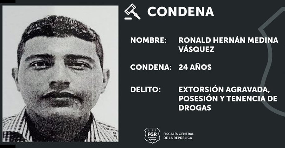 Pandillero extorsionista y distribuidor de drogas es condenado a prisión