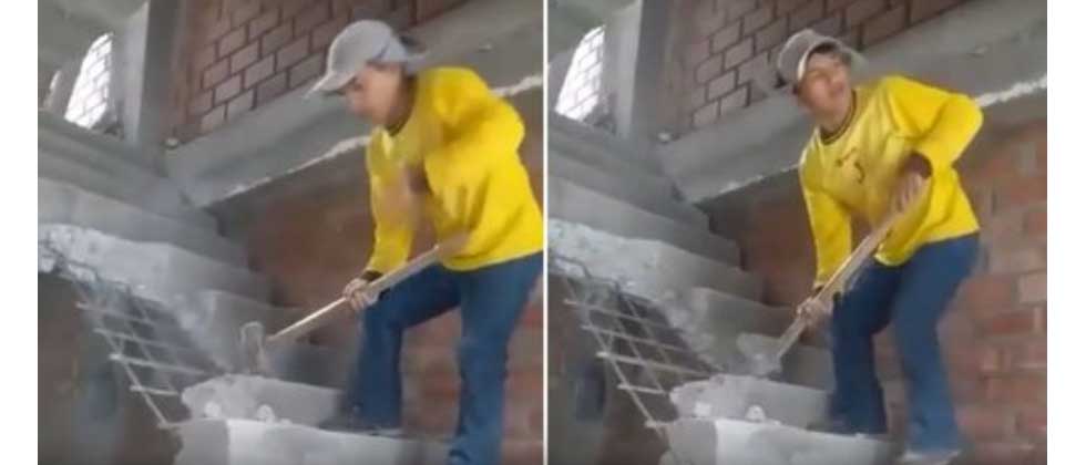 VIDEO: Albañil destruye su trabajo al no recibir pago