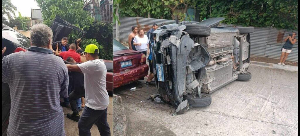Reportan vehículo volcado y tráfico complicado en calle a Mariona