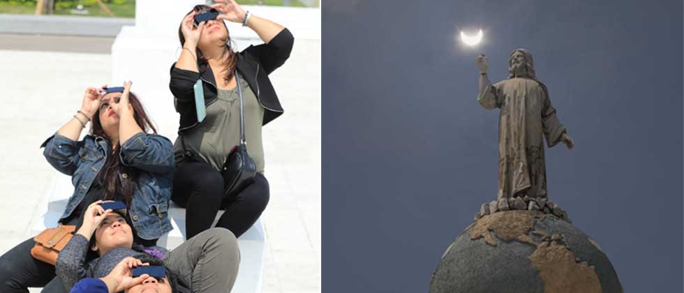 Salvadoreños salieron a las calles y parques para observar el eclipse