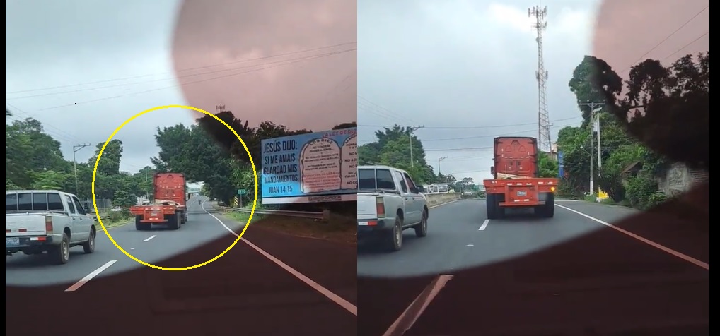Denuncian a conductor de rastra por manejar de forma extraña sobre carretera a Sonsonate