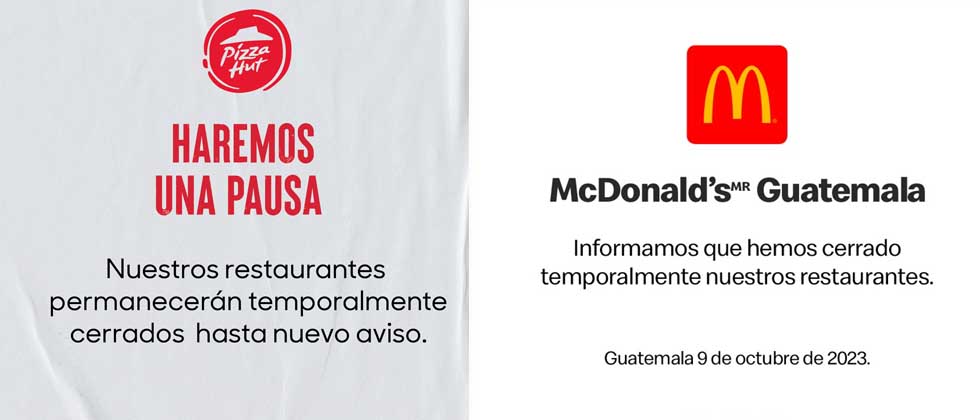 Cadenas de restaurantes y gasolineras suspenden operaciones en Guatemala