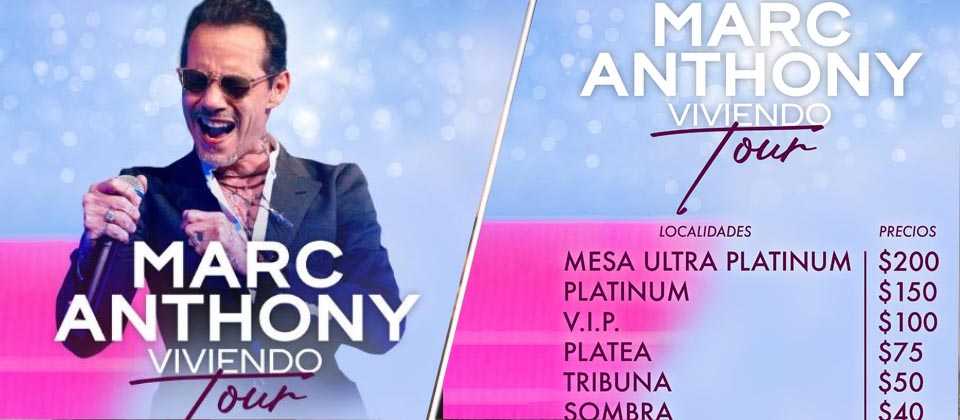 Anuncian los precios del concierto de Marc Anthony en El Salvador