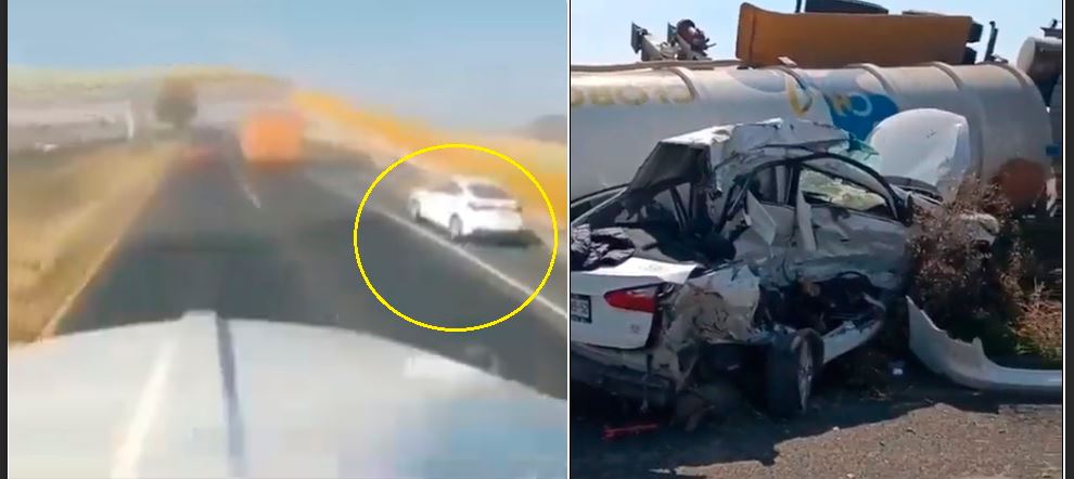 VIDEO: Por sobrepasar, conductor pierde el control y provoca brutal choque con un camión