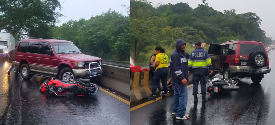 Reportan motociclista lesionado en accidente de tránsito en carretera a Santa Ana