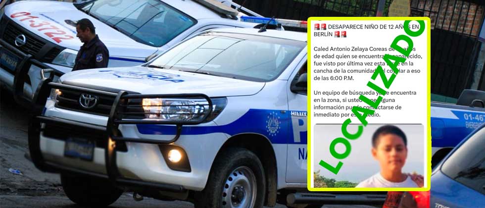 Localizan sano y salvo a niño reportado como desaparecido en Usulután
