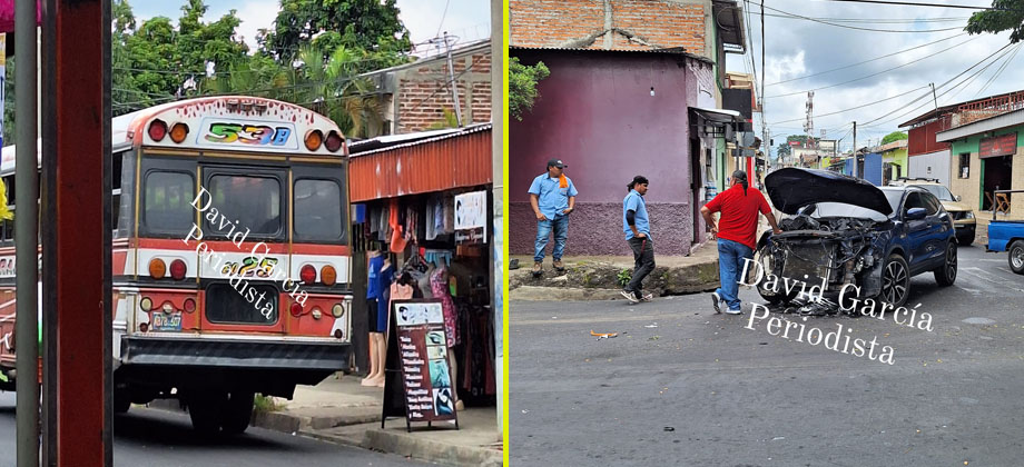 Conductor impacta con autobús en cercanías de la Mega Plaza en Sonsonate