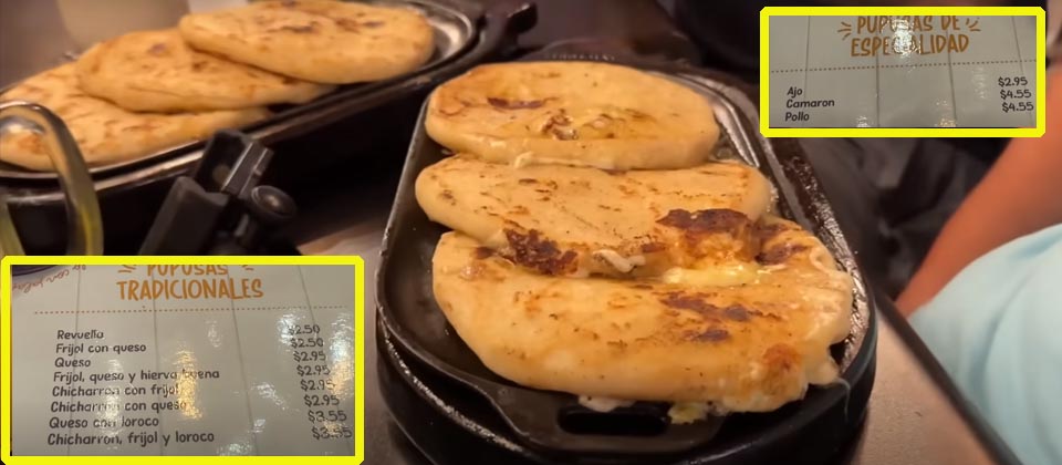 Critican precios de reconocido restaurante por vender pupusas desde los $2.50 hasta $4.55