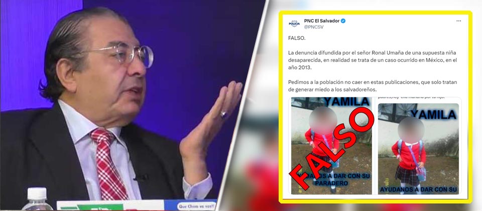 PNC desmiente información falsa que publicó Ronal Umaña de niña desparecida