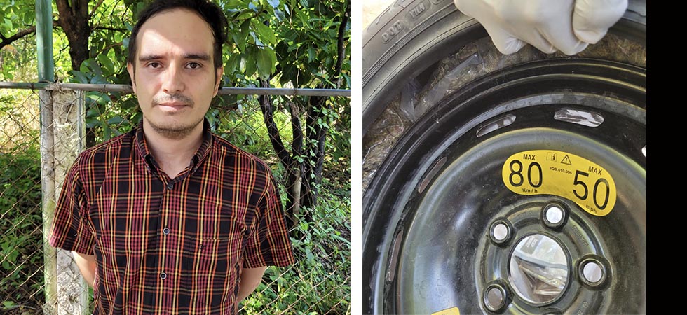 Guatemalteco escondía drogas en la llanta de repuesto de su vehículo