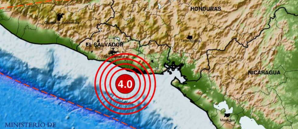Sismo de 4.0 grados sacude a El Salvador a primera hora de este martes