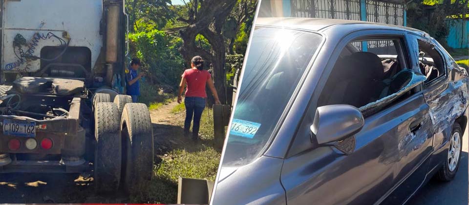 Conductor de cabezal pierde el control y daña dos automóviles en la Troncal del Norte