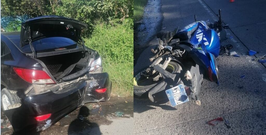 Motociclista se estrella contra la parte trasera de un carro en bulevar Constitución