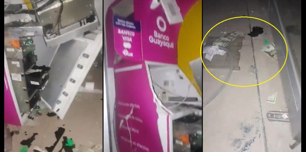 Delincuentes destruyen y saquean un cajero automático en Ecuador