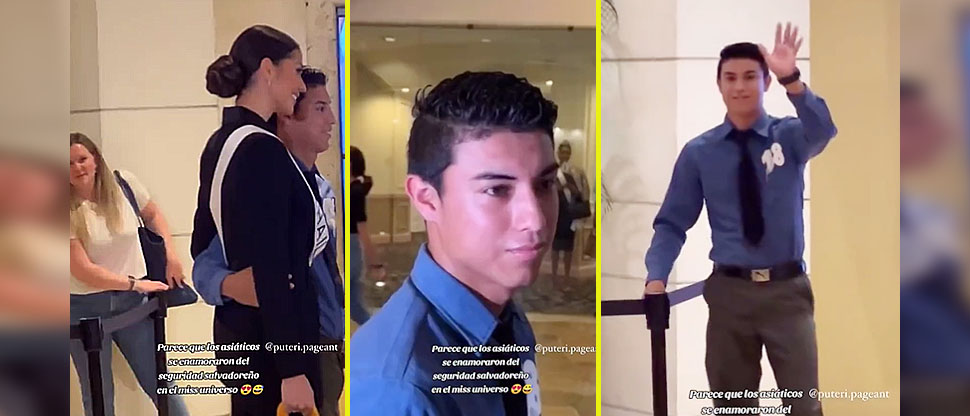 Vigilante salvadoreño roba las miradas a extranjeras en eventos de Miss Universo