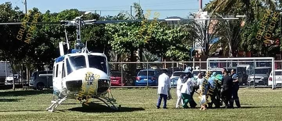 Trasladan en helicóptero ambulancia a cabo de la PNC herido de bala por terroristas