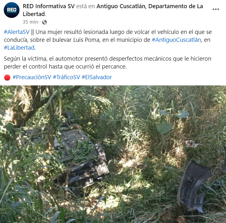 Conductora pierde el control y cae con su vehículo en barranco de ...