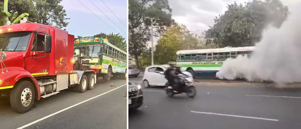 VMT retira permiso de circulación a autobús captado emanando densa cortina de humo